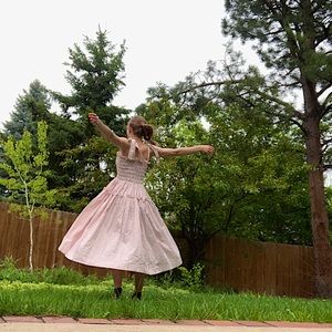 EN SAISON Ruched Maxi Dress Pink White Striped Summer Gorgeous